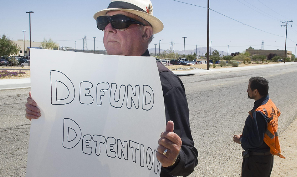 CIVIC Volunteers protest outside of the Adelanto Detention Facility, as part of CIVIC's Defund Detention Campaign!